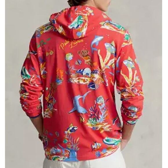 Polo Ralph Lauren Scuba Bear Red Long Sleeve Tee - Size Medium - Picture 2 of 9